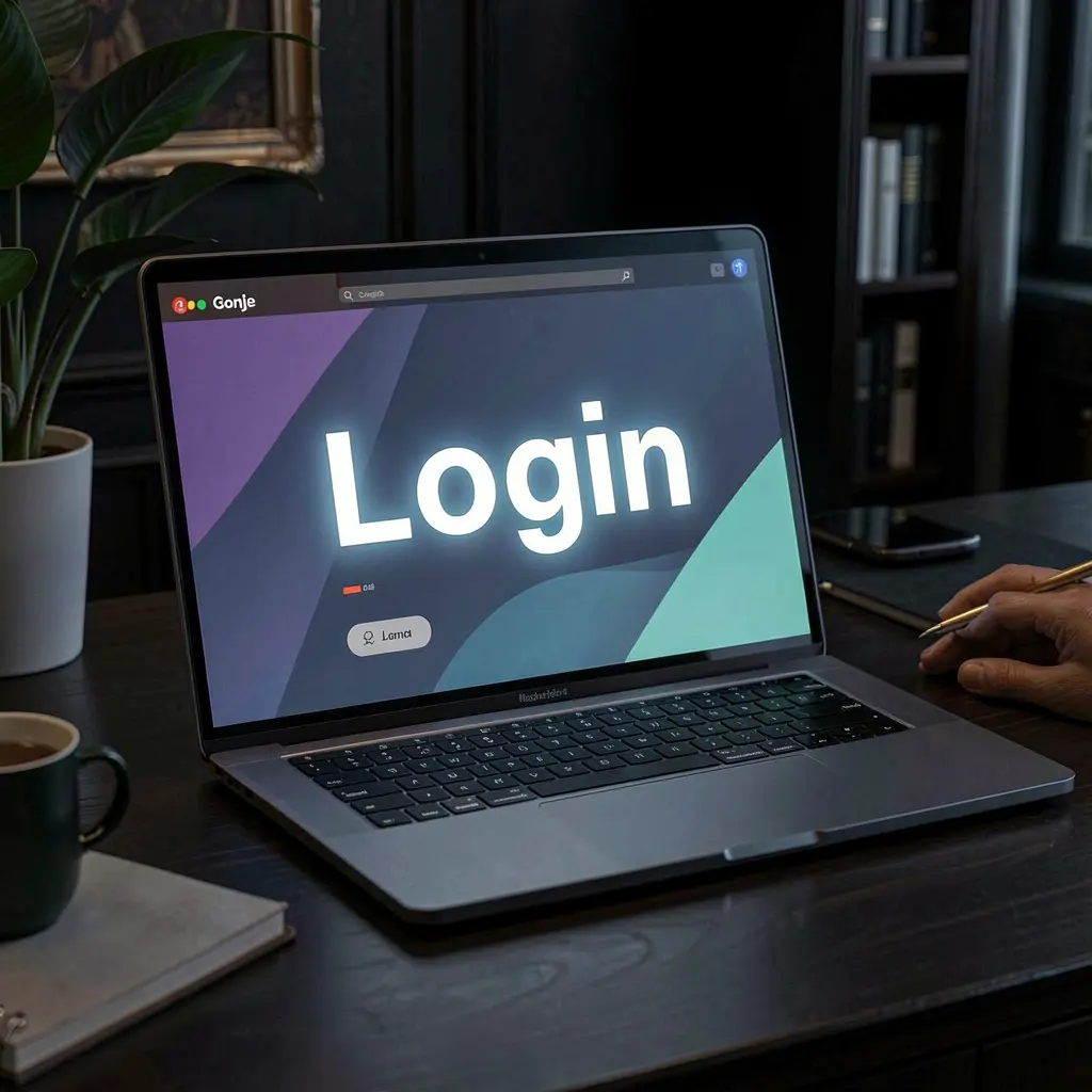 Close-up view of a laptop with a bright login interface showing secure access to the QQ777 online casino platform in Bangladesh